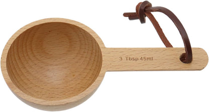 30ml Wood Measuring Spoon and Scoop Wooden Tablespoon 30ml Measuring Scoop 2 TBSP Retro Coffee Spoons for Dry Ingredients Ground Tea Spice (Wood Color, 2TBSP)