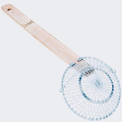 8-Inch Galvanized Steel Spider Strainer – Fine Mesh Skimmer with Natural Bamboo Handle for Cooking & Frying Ideal for Home & Professional Kitchens