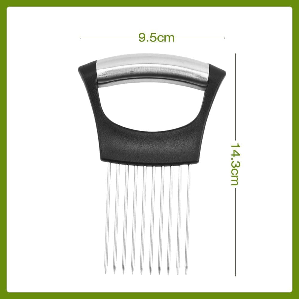 Onion Holder for Slicing, Onion Cutter Vegetable Chopper, Stainless Steel Slicer for Potato, Avocados, Eggs, Food Slicer Assistant Tool for Fruit Lemon and Meat (1)
