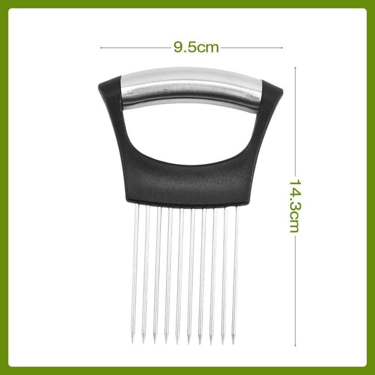 Onion Holder for Slicing, Onion Cutter Vegetable Chopper, Stainless Steel Slicer for Potato, Avocados, Eggs, Food Slicer Assistant Tool for Fruit Lemon and Meat (1)