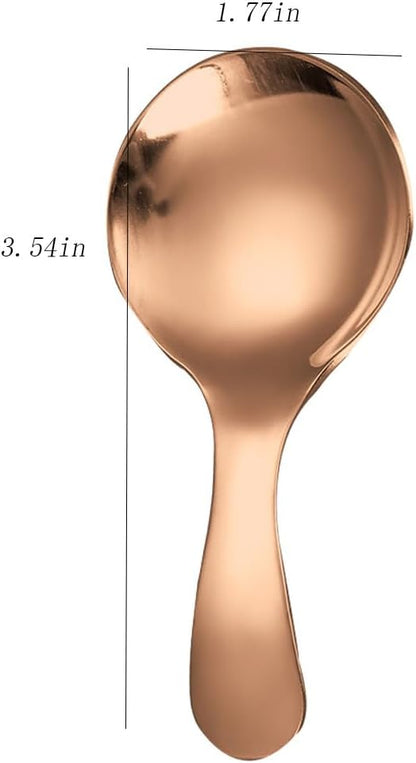 6 Pcs Stainless Steel Mini Spoon Short Handle Small Round Suitable For Dessert, Tea, Coffee, Cake, Sugar, Ice Cream Coffee Tea Spoon. (Silver A)