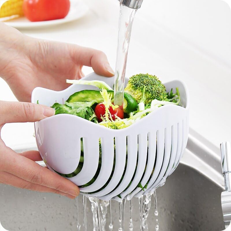Dependable Industries inc. Essentials Quick Salad Maker Chopper Salad Cutter Bowl Swiftly Dice Fruits & Vegetables, BPA-Free Healthy Meals and Salads in Minutes Multi-functional (Yellow)