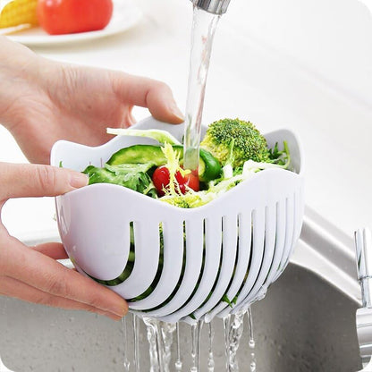 Dependable Industries inc. Essentials Quick Salad Maker Chopper Salad Cutter Bowl Swiftly Dice Fruits & Vegetables, BPA-Free Healthy Meals and Salads in Minutes Multi-functional (Yellow)