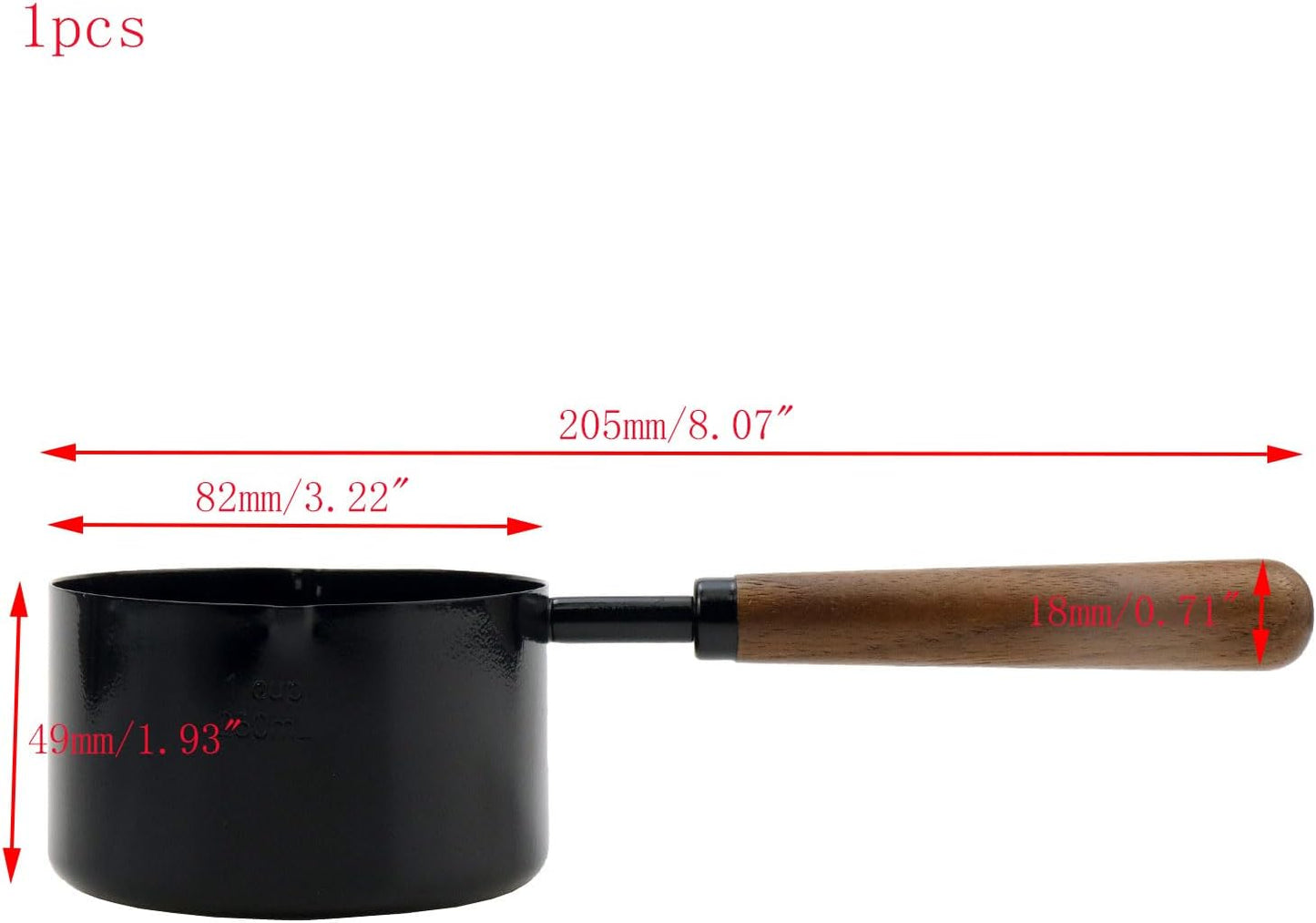 1pcs 1/3 Cup Measuring Cup with Wooden Handle Stainless Steel Measuring Scoop 80ml Measuring Spoon Black 1/3 Measuring Cups for Baking Cooking Wet and Dry Ingredients (80ml)