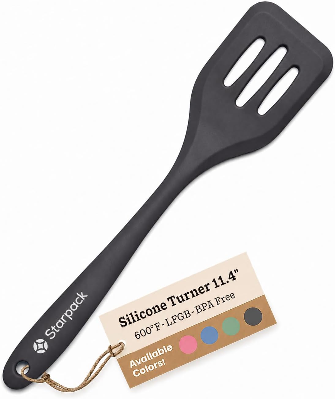 Starpack 'Head Turner' Premium Silicone Turner Spatula, Slotted Spatula - Up-to 600°F High Heat Resistant Silicone Slotted Spatulas for Cooking, LFGB Grade Non Stick Rubber Turner Spatula - 11.4"