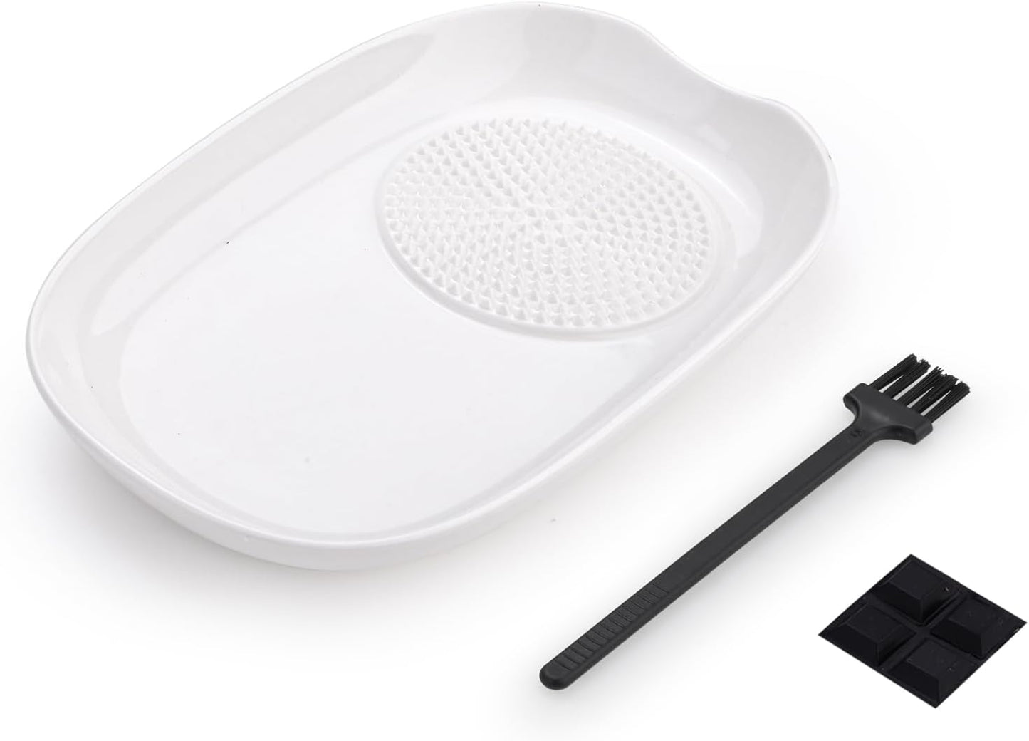 LELE LIFE Ceramic Grater Plate for Garlic and Ginger, Porcelain Garlic Grater Plate Bowl Dish for Grating, Grinding and Dipping (Oval)
