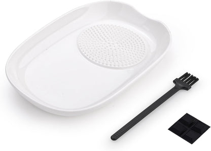 LELE LIFE Ceramic Grater Plate for Garlic and Ginger, Porcelain Garlic Grater Plate Bowl Dish for Grating, Grinding and Dipping (Oval)