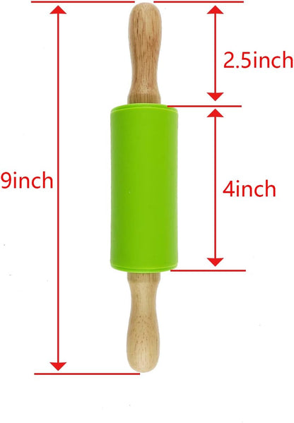 2 Pack Small Rolling Pin for Kids, Kids Rolling Pin for Home Kitchen (9 Inch)