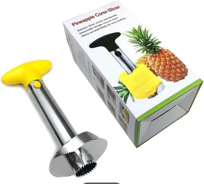 Pineapple Corer Slicer Peeler Stainless Steel for Diced Fruit Rings All in One (Yellow)