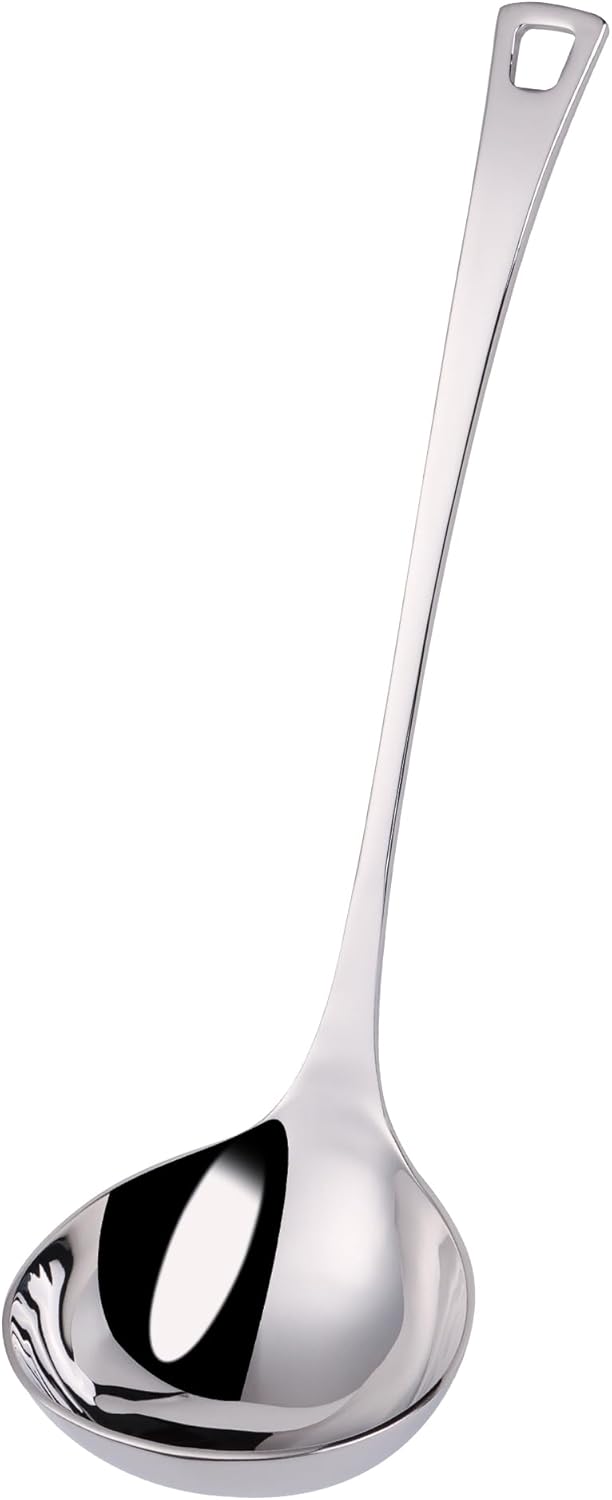 4.Oz 18/10 Stainless Steel Kitchen Ladle Cooking Utensils with 11.8-Inch Handle,Heavy Duty Serving Large Soup Spoon,Dishwasher Safe(Gold)