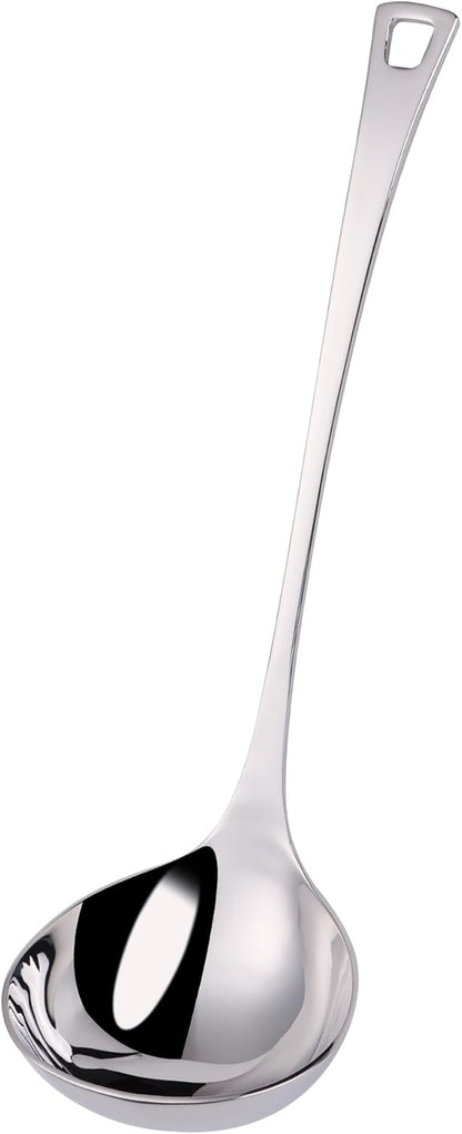 4.Oz 18/10 Stainless Steel Kitchen Ladle Cooking Utensils with 11.8-Inch Handle,Heavy Duty Serving Large Soup Spoon,Dishwasher Safe(Gold)