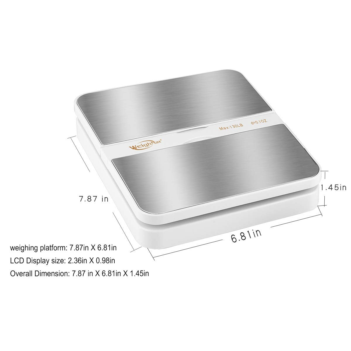 Weighmax W-2809 90 LB X 0.1 OZ Durable Stainless Steel Digital Postal Scale, Shipping Scale With AC adapter, 1 Pack