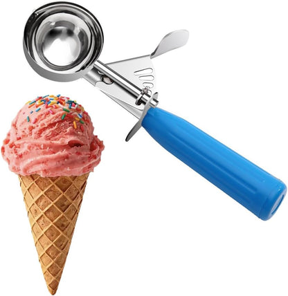 TOPKITCHEN Commercial-Grade Ice Cream Scoop 3.25 oz, 18/8 Stainless Steel Cookie Scoop with Plastic Handle, Portion Control Disher Scoop for Bakeries, Restaurants & Dessert Shops, #10, Ivory