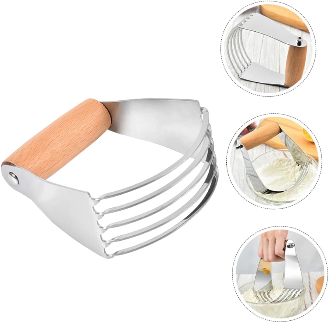 Stainless Steel Dough Cutter Pastry Blender Manual Baking Tool for Dough Pastry and Cold Butter Mixing Kitchen Utensil for Flaky Texture Baking