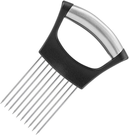 Stainless Steel Onion Cut Holder Slicer With 10 Even Prong Easy Hold Vegetable To Cut Tomato Lemon Potatoes And Loosen Meat Kitchen Tools(Silver)