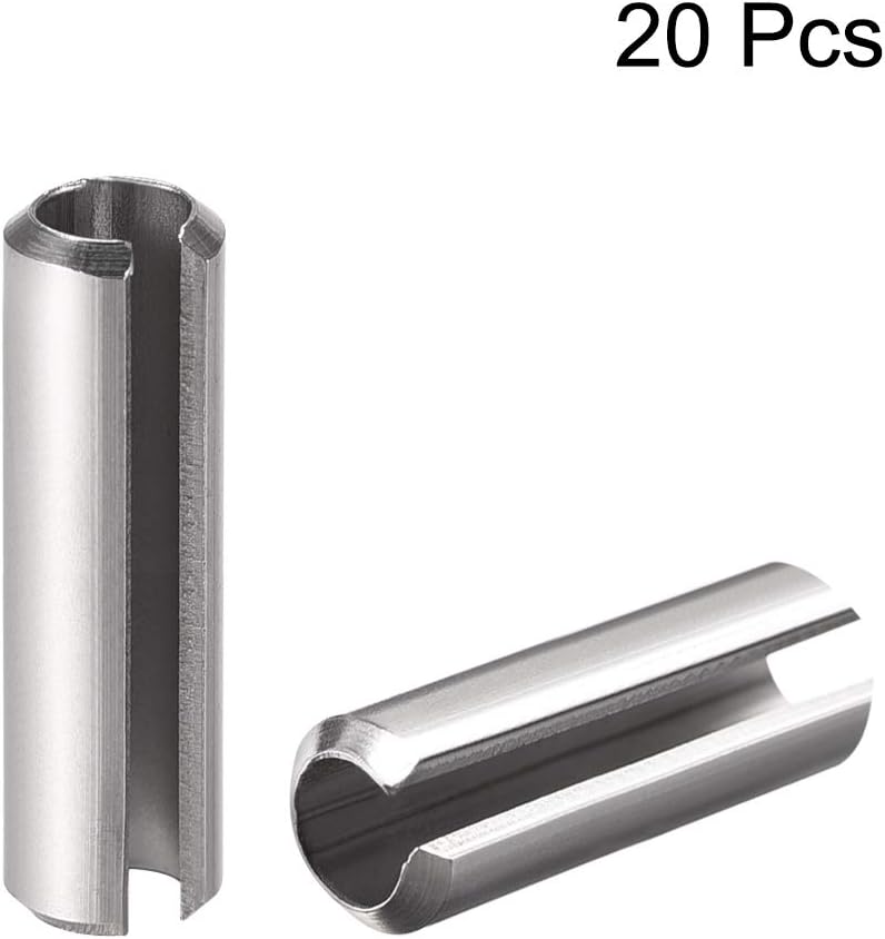 uxcell Slotted Spring Pin - M4 x 30mm 304 Stainless Steel Split Spring Roll Dowel Pins Plain Finish 20Pcs