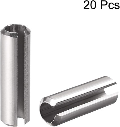 uxcell Slotted Spring Pin - M4 x 30mm 304 Stainless Steel Split Spring Roll Dowel Pins Plain Finish 20Pcs