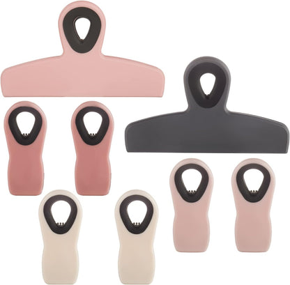 Chip Clips Bag Clips Magnetic Bread Bag Food Package with Silicone Textured Mouth (10pcs Colored)