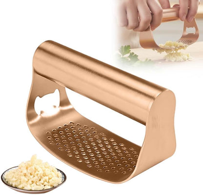 Stainless Steel Garlic Presser, 2026 New Garlic Press Rocker Heavy Duty Garlic Mincer, Portable Manual Press Tool Garlic Chopper for Smash Garlic Kitchen Tools (Rose Gold)