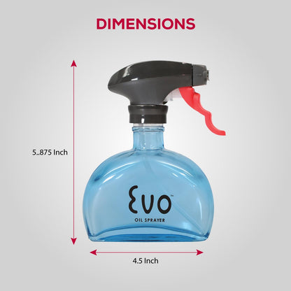 Evo Glass Oil Sprayer, Non-Aerosol For Olive Oil, Cooking Oils And Vinegars, Green, 6-Ounce Capacity, For Grilling, Roasting, Air Frying, Baking And Salad Prep