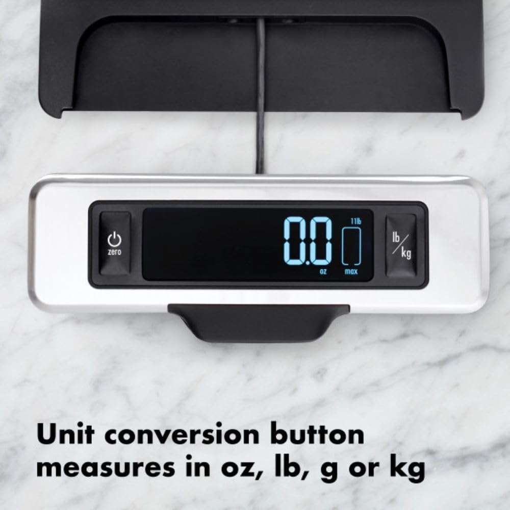 OXO Good Grips 11-Pound Stainless Steel Kitchen Scale with Pull-Out Display - Black