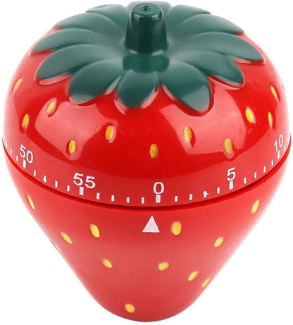 Jadeshay Kitchen Timer Strawberry Shaped, 60 Minutes Kitchen Timer Mechanical Time Reminder Kitchen Accessorie for Cooking