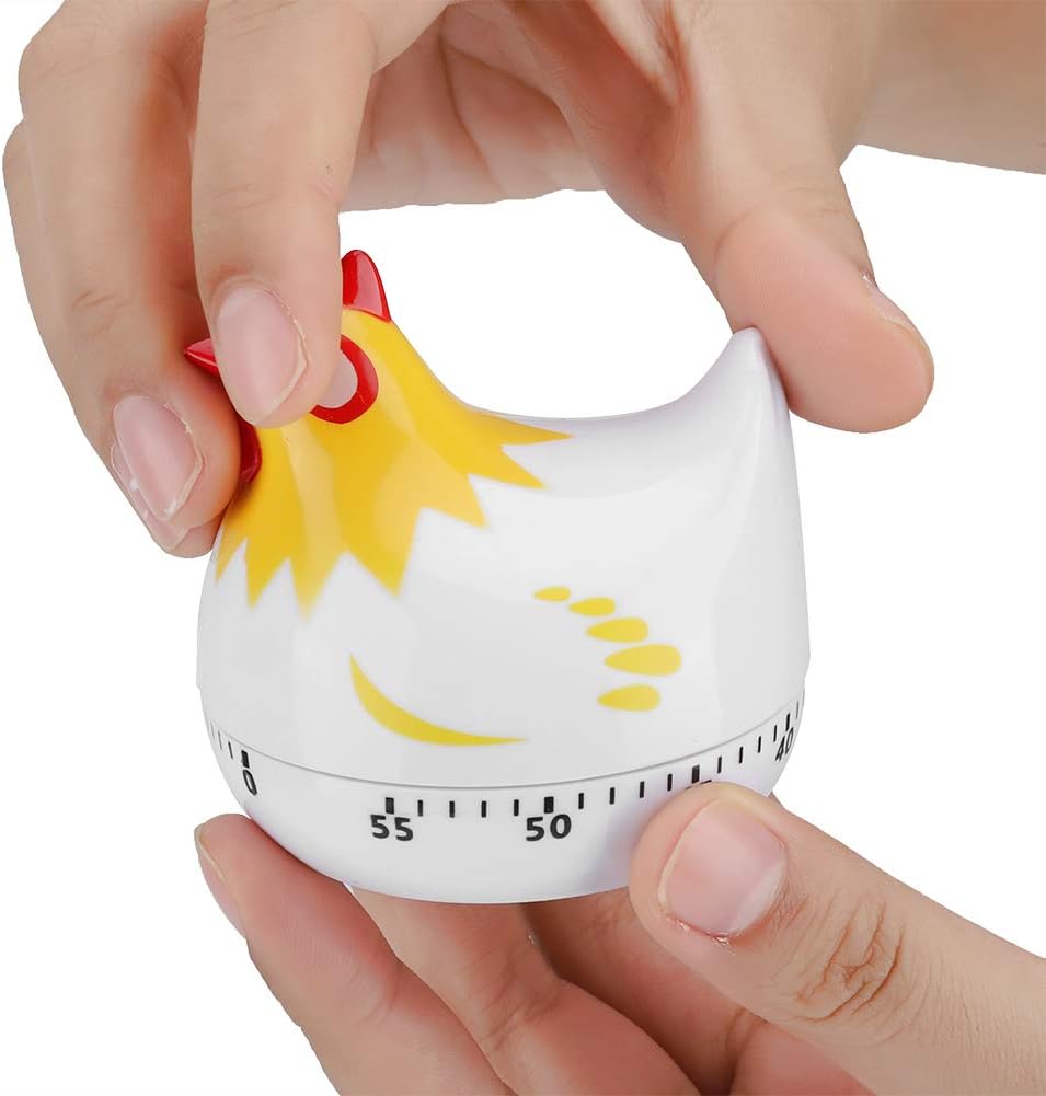 Joyzan Chicken Cartoon Kitchen Timer, Chick Hen Pattern Baking Countdown Mechanical Rotating Loud Alarm Mini Counters Timing Reminder Lovely Cute Manual Egg Animal Time Management Clock Home Study