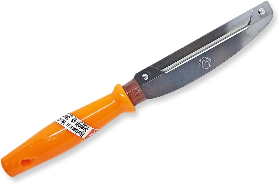 WitnyStore Kitchen Tool 8½" Long Orange Plastic Handle Stainless Steel Peeler - Thai Cooking Utensils Multipurpose Portable Hand-Held Cookery Equipments for Preparing Food Fruit Vegetable