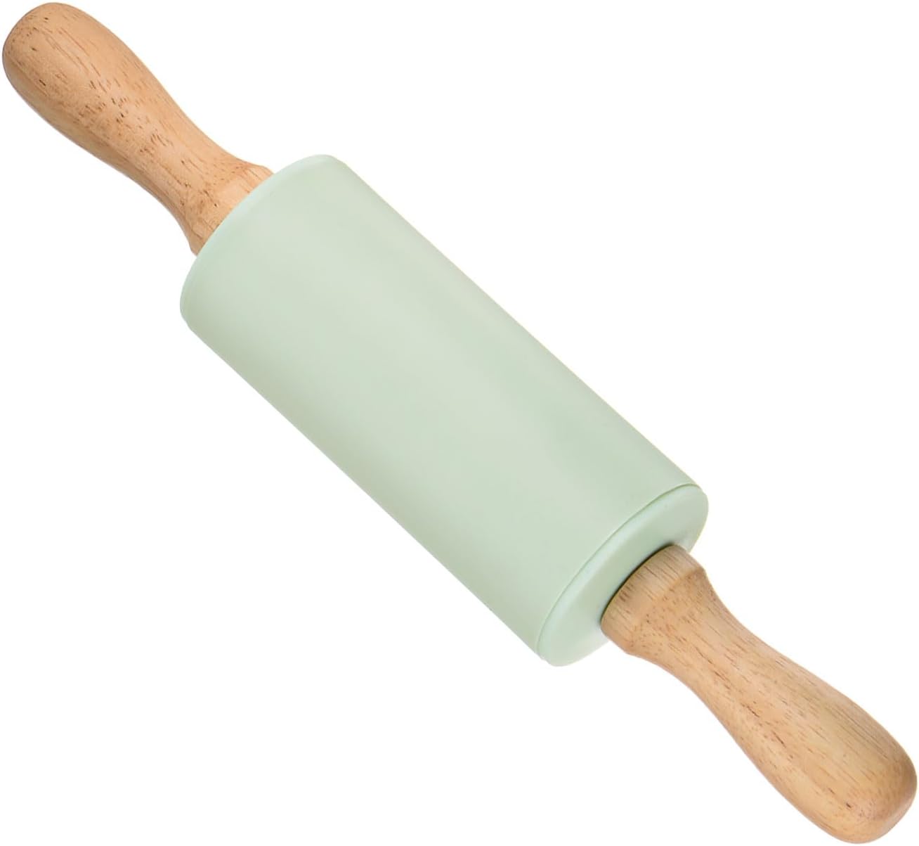 Silicone Rolling Pins, 17" Length, Silicone & Oak Non-Stick Ergonomic Wooden Handle Fondant Dough Roller Pink - (Applications: for Baking DIY Projects)