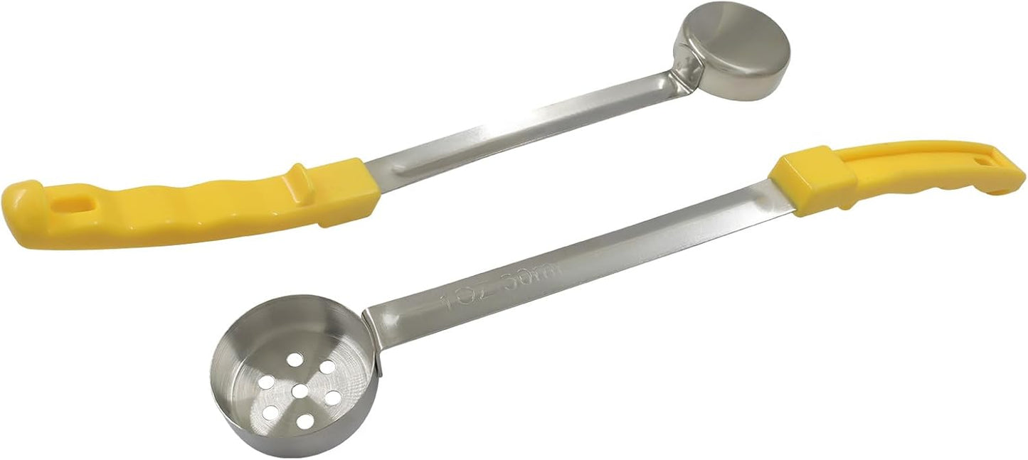 Hordion 4 Pcs Portion Control Serving Spoons Ladle Scoops, Food Measuring Ladle Utensils Proportion Manage Slotted and Unslotted Scoops for Weight Loss(Blue, 8oz)