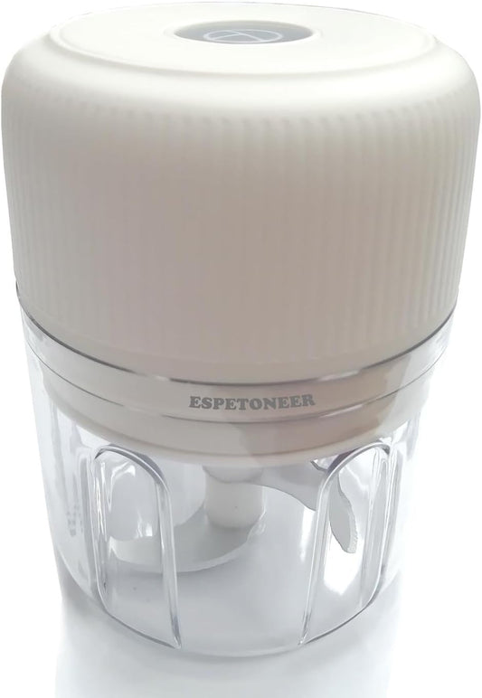 Electric Garlic Chopper , Cordless USB Chargeable Mini Food Processors 250ML (White)