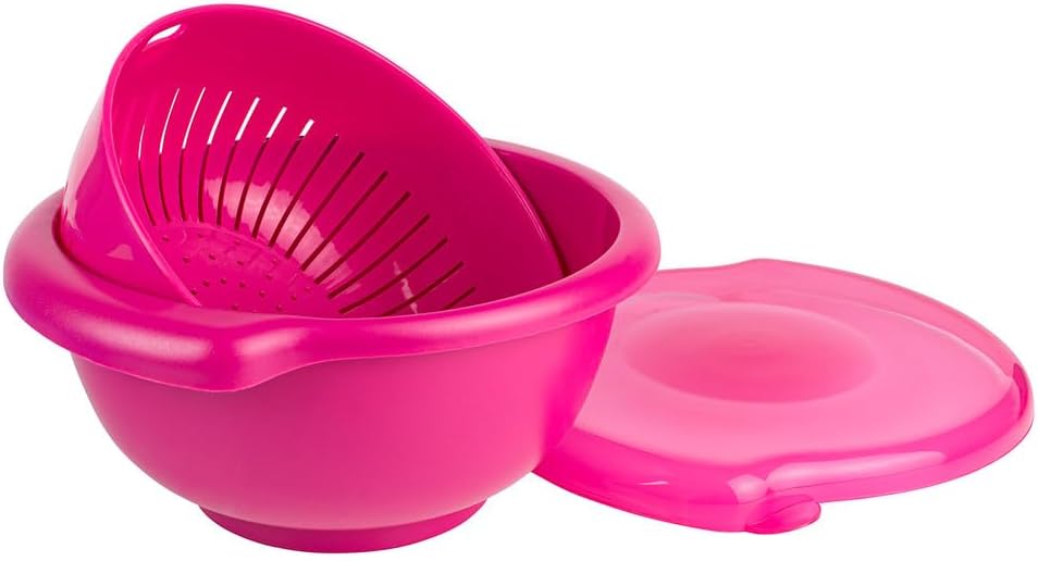 Hutzler 3-in-1 Berry Bowl Keeper, Colander & Container, Keeps Berries Fresh Longer, 1 Quart Capacity (Gray)