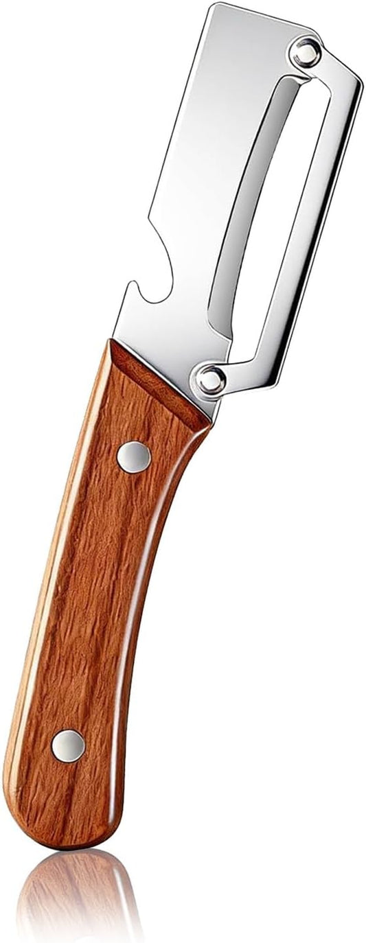 Multi Functional Vegetable Peeler for Kitchen, with Bottle Opener and Wooden Handle, 2-in-1 Stainless Steel Kitchen Tool for Fruit Potato Pumpkin(1P- 2 in 1)