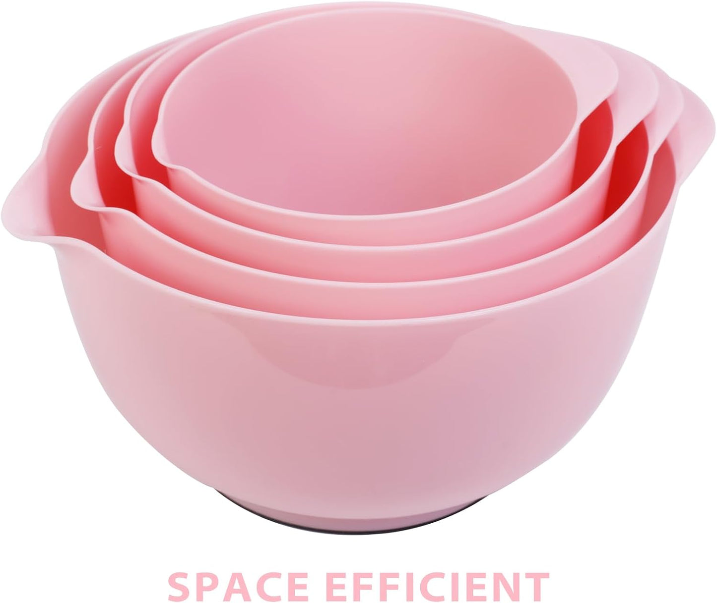 BoxedHome Green Ombre Nesting Plastic Mixing Bowl Set With Pour Spout, Microwave and Dishwasher Safe, BPA free Non-Slip Base, Set of 4 Size 1.7, 2.5, 3.5 and 4.5qt, Great for Prepping, Baking, Cooking