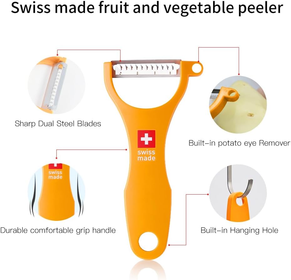 Original Swiss Made Peeler Vegetable&Fruits stainless steel blade Peeler for kitchen (BLACK-Thick skin Peeler)