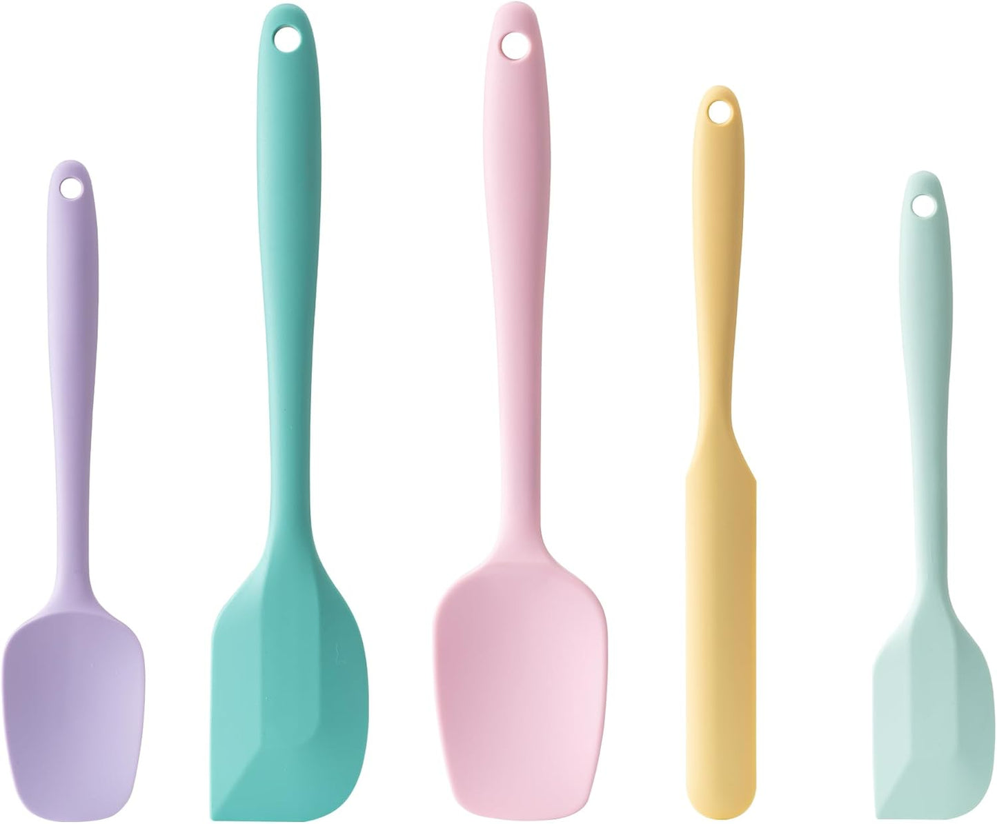Silicone Spatula Set, 5 Piece Food Grade Rubber Spatulas for Baking, Cooking, and Mixing High Heat Resistant Non Stick Dishwasher Safe BPA-Free (Multicolor)