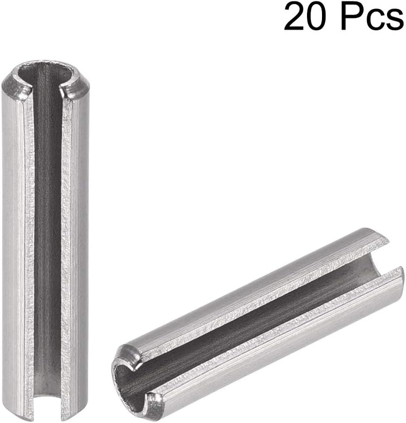 uxcell Slotted Spring Pin - M4 x 30mm 304 Stainless Steel Split Spring Roll Dowel Pins Plain Finish 20Pcs