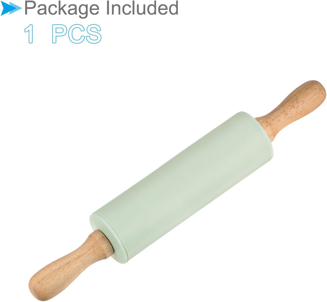 Silicone Rolling Pins, 17" Length, Silicone & Oak Non-Stick Ergonomic Wooden Handle Fondant Dough Roller Pink - (Applications: for Baking DIY Projects)