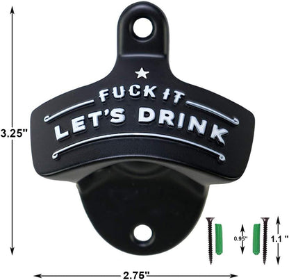 Bottle Opener Wall Mounted, Christmas Funny Wall Mount Bottle Opener for Men Dad Beer Lovers,Novelty Birthday Fathers Day with Mounting Screws Wall Anchors（1 Pack)