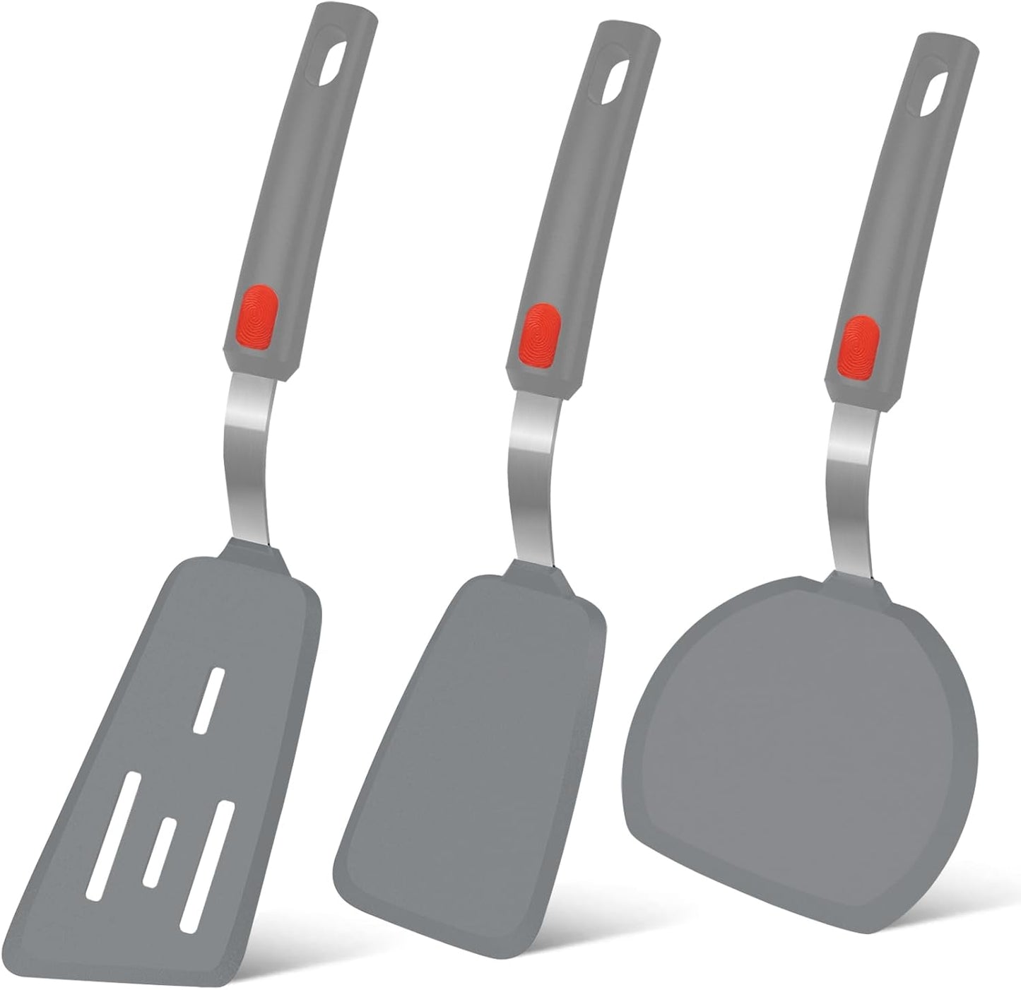 Silicone Spatula Turner Set of 3, Beijiyi 600°F Heat Resistant Cooking Spatulas for Nonstick Cookware, Large Flexible Kitchen Utensils BPA Free Rubber Spatula Set for Egg, Pancake, Fish, Burger