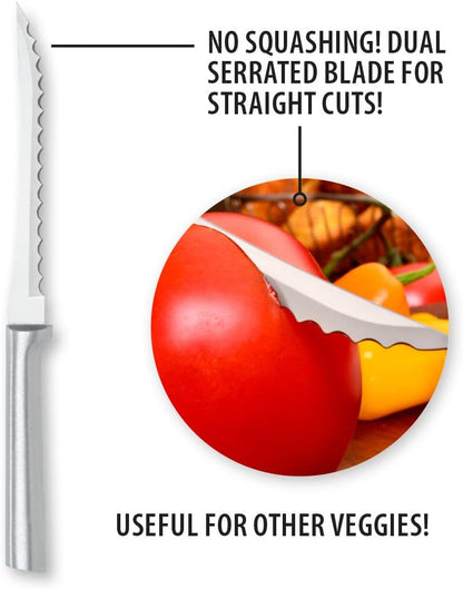 Rada Cutlery Tomato Slicer Knife (R126), 5" Stainless Steel Serrated Blade, Silver Handle
