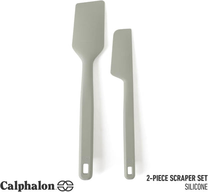 Calphalon Prime Scraper Set, 2-Piece Silicone Kitchen Scraper Set, Flexible Baking & Cooking Scrapers, Heat-Resistant Nonstick-Safe Tools with Ergonomic Handles, Navy