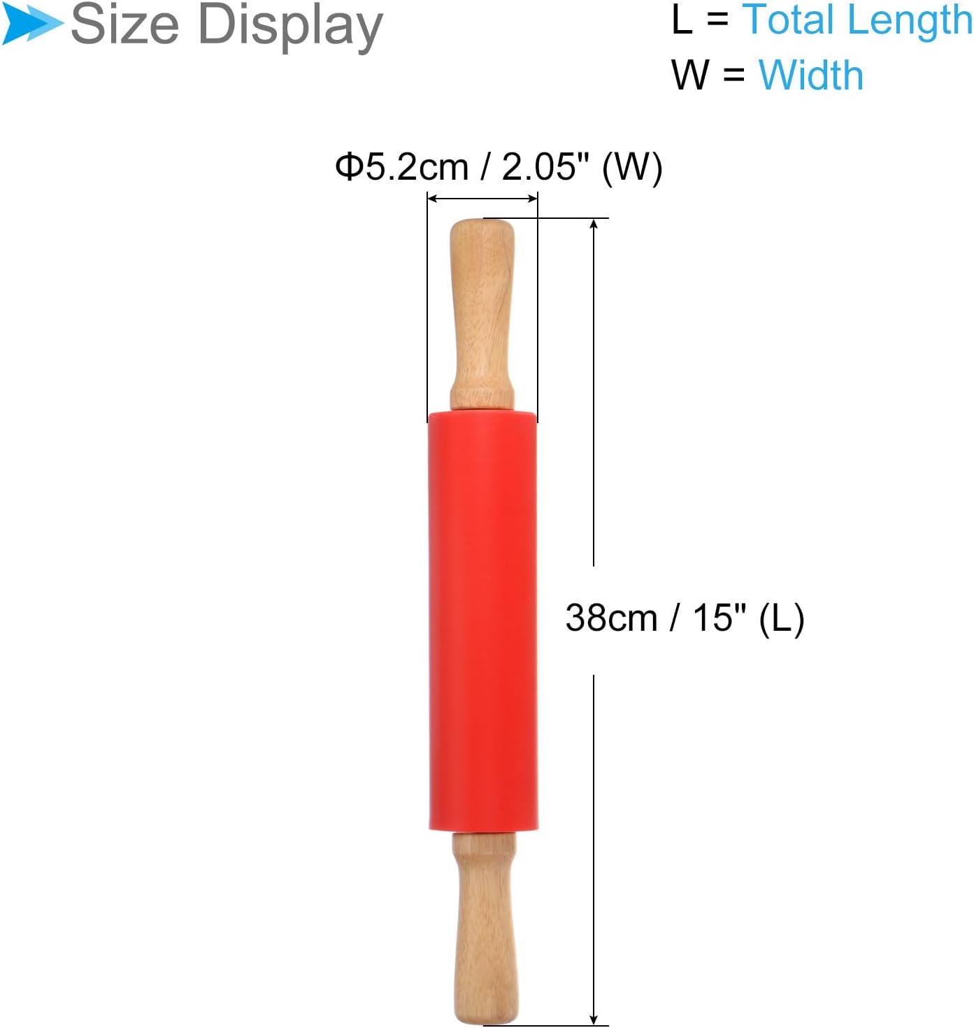 Silicone Rolling Pins, 17" Length, Silicone & Oak Non-Stick Ergonomic Wooden Handle Fondant Dough Roller Pink - (Applications: for Baking DIY Projects)