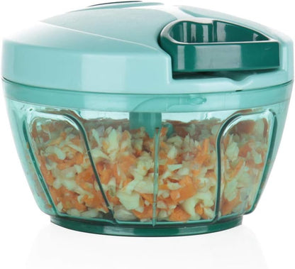 Ourokhome Manual Food Processor Vegetable Chopper, Portable Hand Pull String Garlic Mincer Onion Cutter for Veggies, Ginger, Fruits, Nuts, Herbs, etc., 500ml, Deep Blue