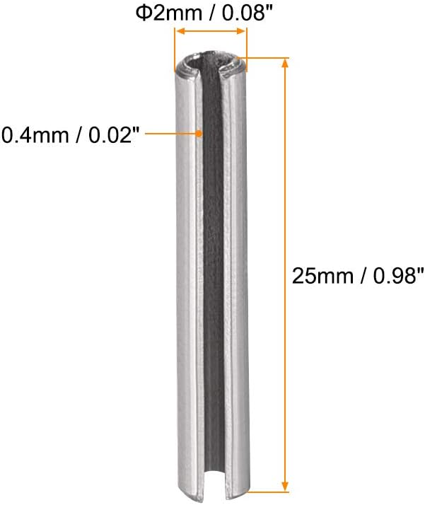 uxcell Slotted Spring Pin - M4 x 30mm 304 Stainless Steel Split Spring Roll Dowel Pins Plain Finish 20Pcs