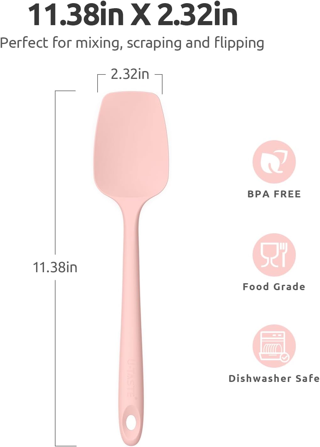 Heat Resistant Silicone Large Spatula: U-Taste 600ºF High Heat Flexible 11.38in Silicon Mixing Stirring Cooking Scraping Baking Bowl Scraper Seamless Spreader for Kitchen Nonstick Cookware (Aqua Sky)