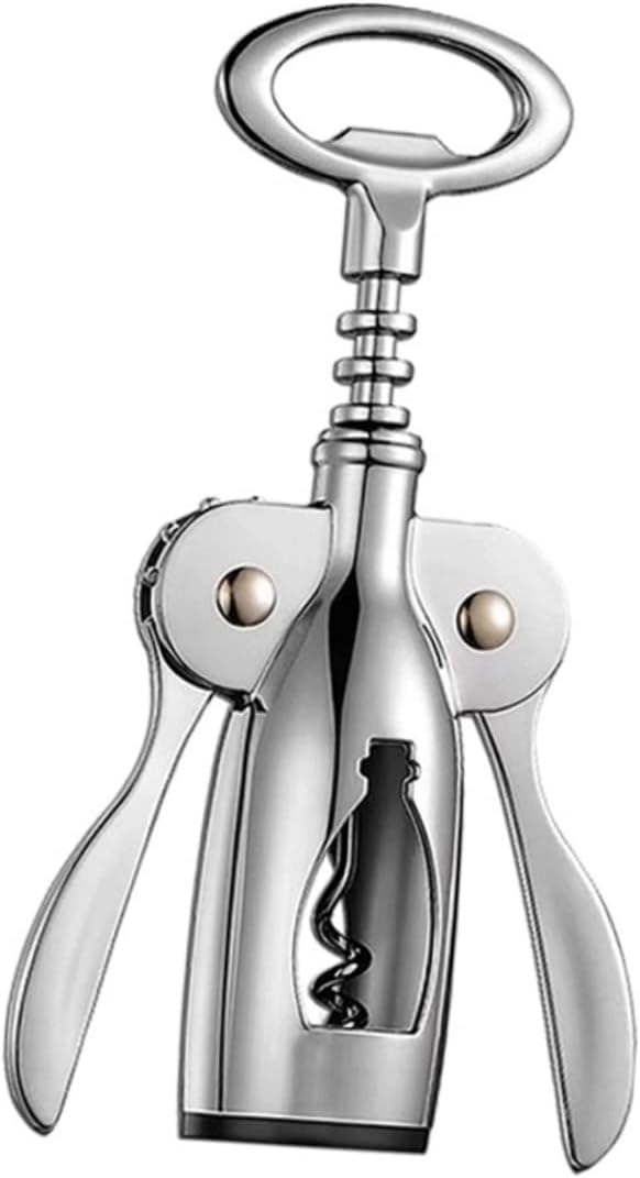 IMIKEYA Reusable Zinc Alloy Wing Corkscrew Wine Opener Cap Remover Manual Bottle Opener for Home Bar Picnic and Party Use