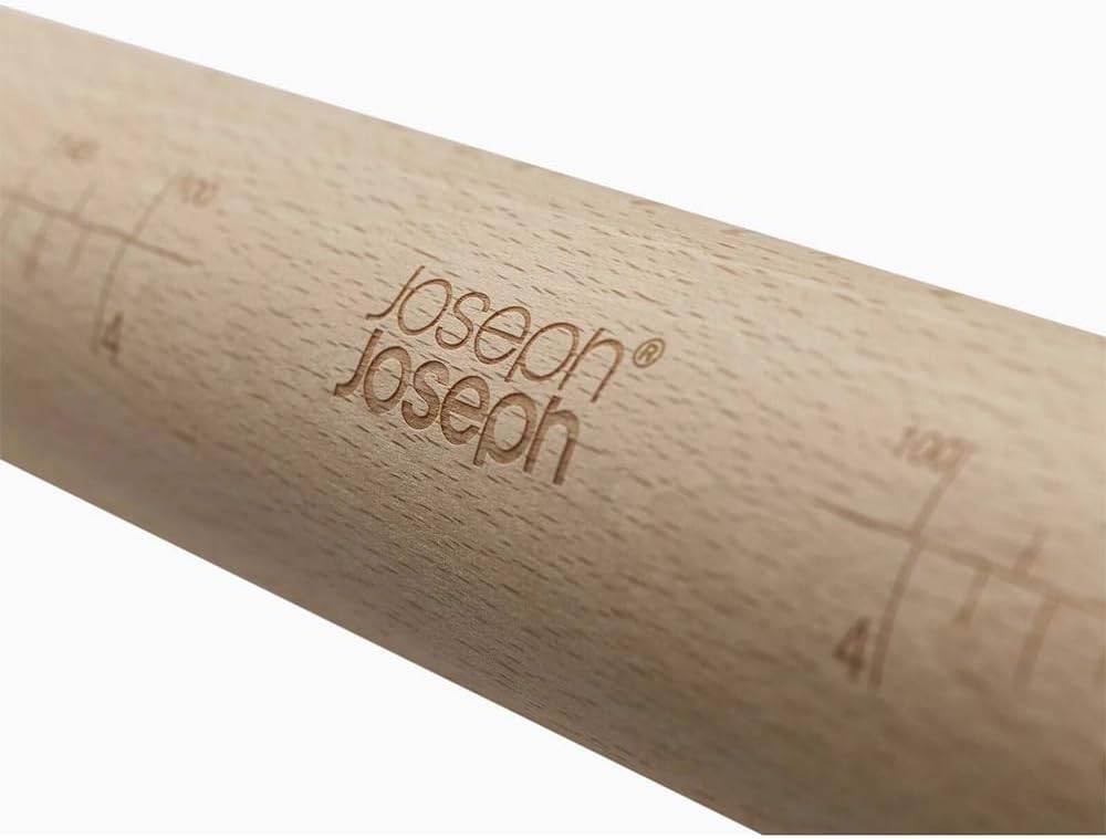 Joseph Joseph PrecisionPin - Rolling Pin with adjustable pastry thickness, Baking and dough rollers, Beech Wood, Pastel Blue