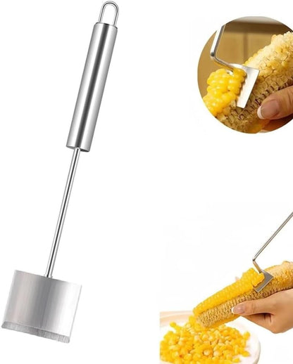 Corn Peeler Stainless Steel Corn Cob Stripping Tool with Hook Long Handle Corn on the Cob Remover Corn Thresher from the Cob Removes Corn Kernels from Corn Cobs In Seconds, Kitchen Gadget
