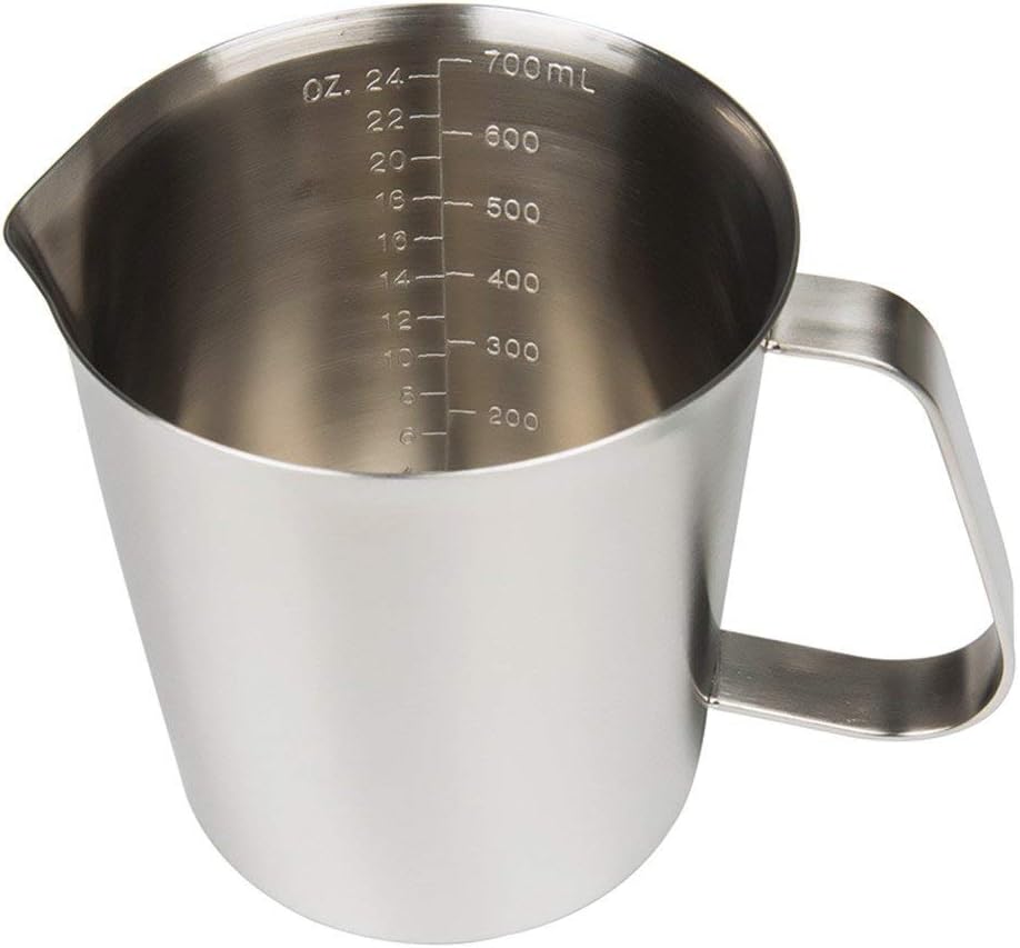 Stainless Steel Measuring Cup (16 Ounce/ 0.5 Liter- 2 Cup), Milk Frothing Pitcher, Steaming Pitcher, Milk Frothing Cup Jug with Marking with Handle for Espresso Machines, Latte Art